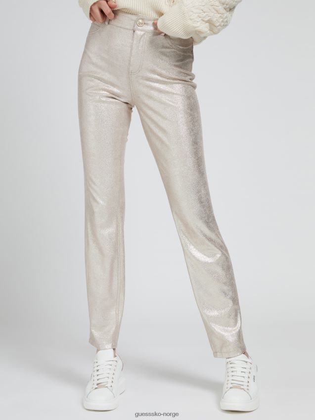 Guess gull skinny leg foliebukse gull kvinner F0LJ806367