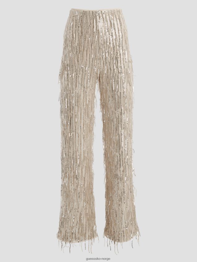 Guess heidi paljett frynser bukser off white multi off white multi kvinner F0LJ809162