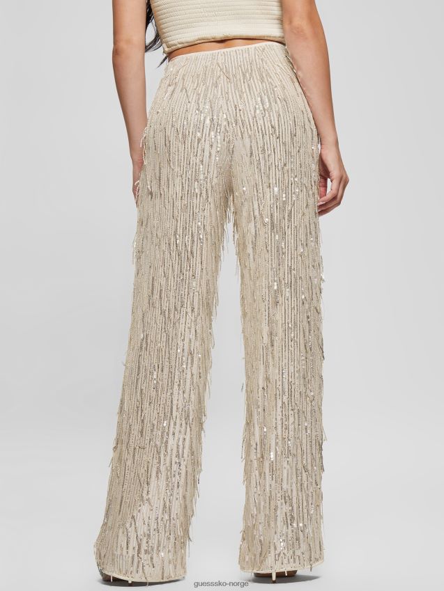 Guess heidi paljett frynser bukser off white multi off white multi kvinner F0LJ809162