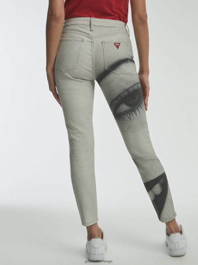 Guess hvit skinny denimbukse med flere maxi-trykk hvit multi kvinner F0LJ806675