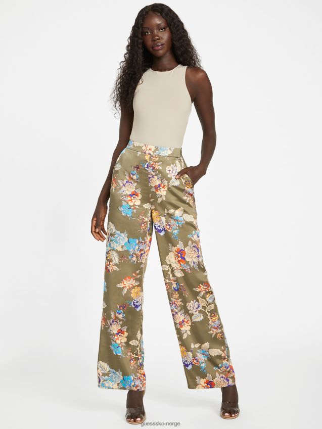 Guess infundert lux print gia sateng bukser med brede ben infundert lux print kvinner F0LJ807258