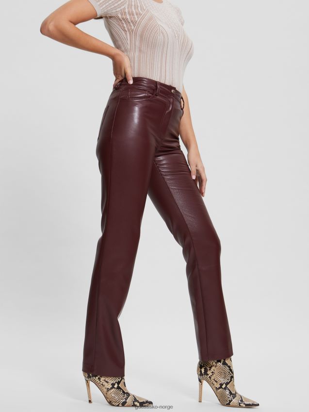 Guess kelly rette bukser i imitert skinn mystisk vin multi mystisk vin multi kvinner F0LJ809144