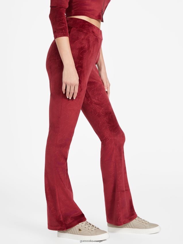 Guess øko abia velour flare bukser bete juice rød rødbetejuice kvinner F0LJ807046