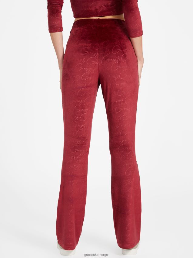 Guess øko abia velour flare bukser bete juice rød rødbetejuice kvinner F0LJ807046