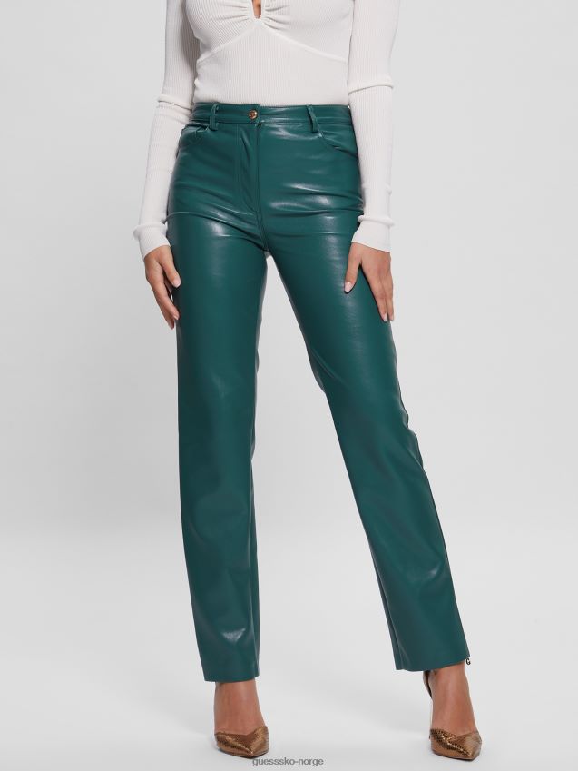 Guess kongelige blågrønne multi kelly rette bukser i imitert skinn kongelig blågrønn multi kvinner F0LJ809281