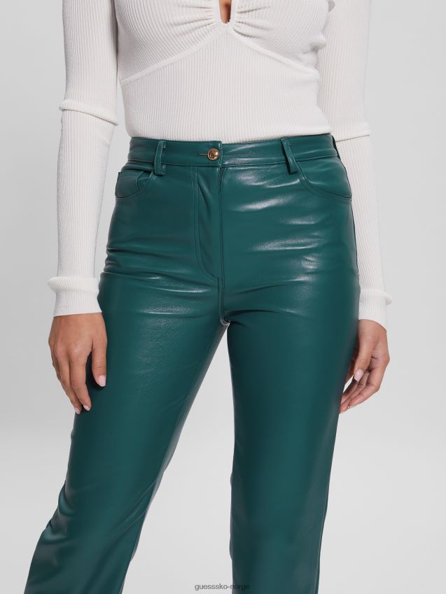 Guess kongelige blågrønne multi kelly rette bukser i imitert skinn kongelig blågrønn multi kvinner F0LJ809281