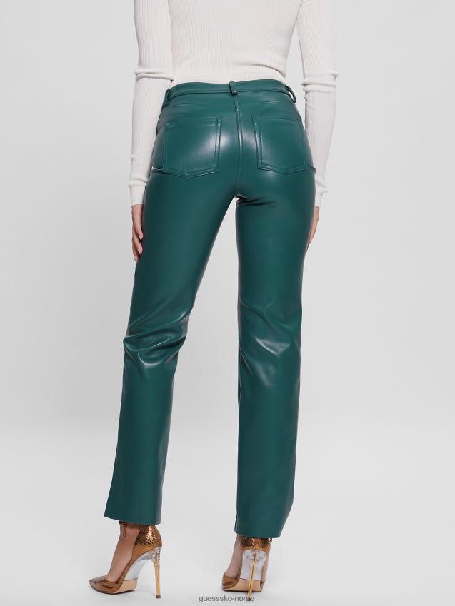 Guess kongelige blågrønne multi kelly rette bukser i imitert skinn kongelig blågrønn multi kvinner F0LJ809281