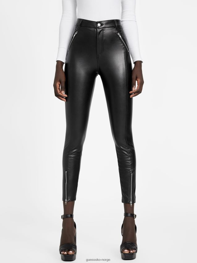 Guess kulsort pauline bukse i kunstskinn kulsvart kvinner F0LJ806832