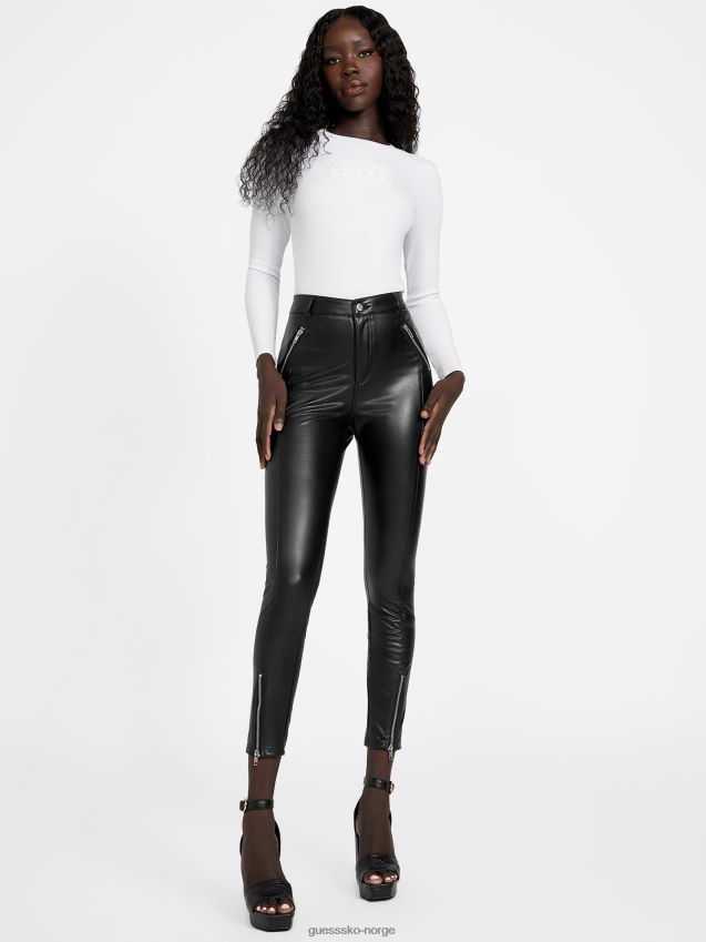 Guess kulsort pauline bukse i kunstskinn kulsvart kvinner F0LJ806832