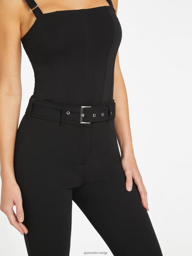 Guess lalette skinny bukser med belte, jet black kulsvart kvinner F0LJ806852