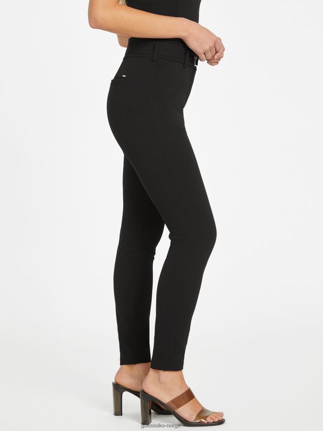 Guess lalette skinny bukser med belte, jet black kulsvart kvinner F0LJ806852
