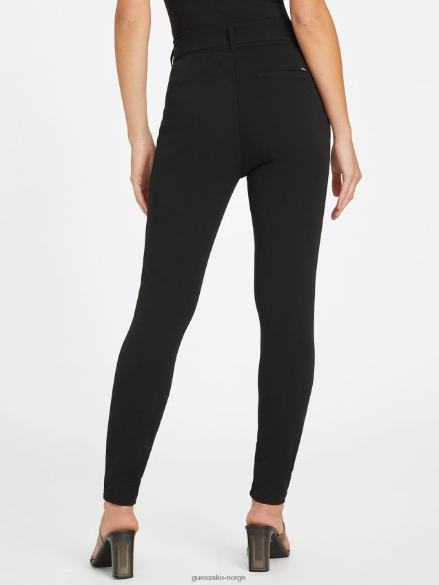 Guess lalette skinny bukser med belte, jet black kulsvart kvinner F0LJ806852