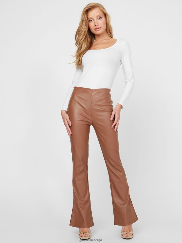 Guess leirrose salome bukser med splitt ankel i imitert skinn leirrose kvinner F0LJ807317