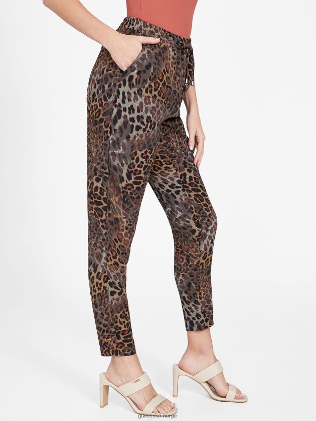 Guess leopard jacquard multi fadey bukse med dyreprint leopard jacquard multi kvinner F0LJ807267