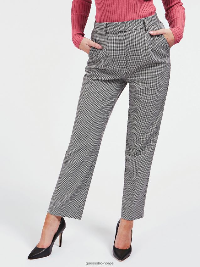 Guess lys grå prince of wales bukse lysegrå kvinner F0LJ805889