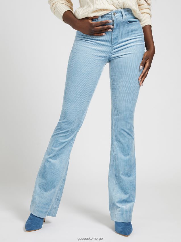 Guess lyseblå fløyelsbukse i bomullsblanding lyse blå kvinner F0LJ805912