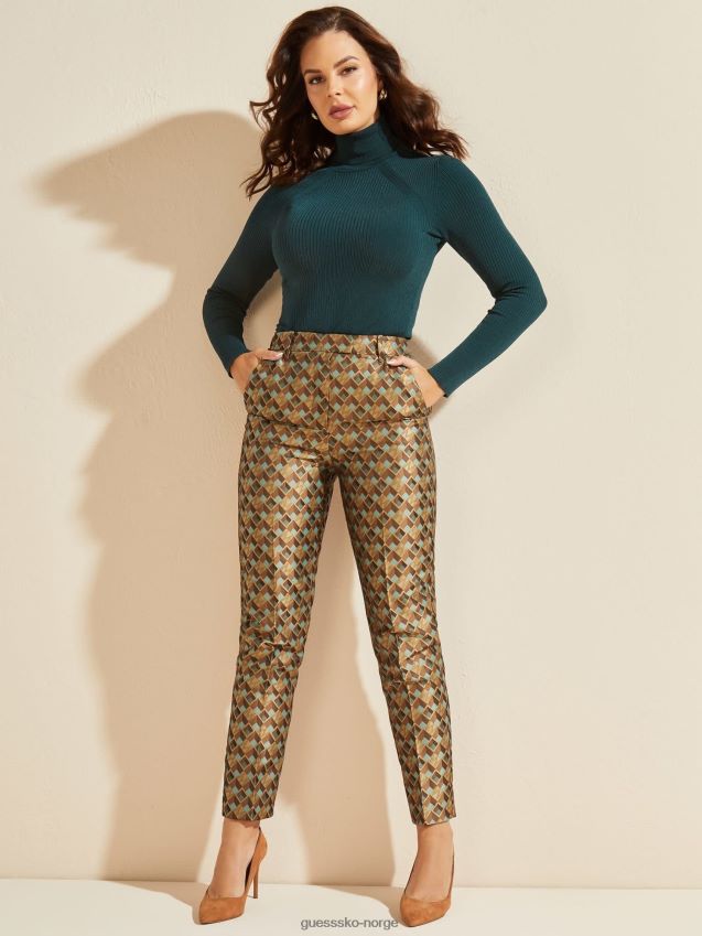 Guess marciano all over print bukse multi beige multi beige kvinner F0LJ806410