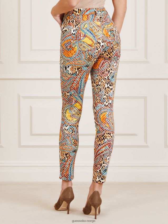Guess marciano skinny fit denim bukse flerfarget mønster flerfarget mønster kvinner F0LJ803356