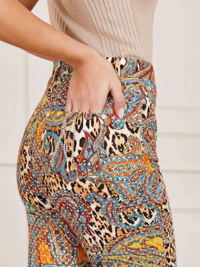 Guess marciano skinny fit denim bukse flerfarget mønster flerfarget mønster kvinner F0LJ803356