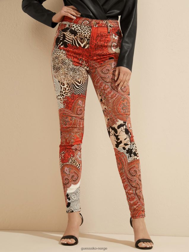 Guess nyanser av oransje marciano all over print denimbukse nyanser av oransje kvinner F0LJ806762