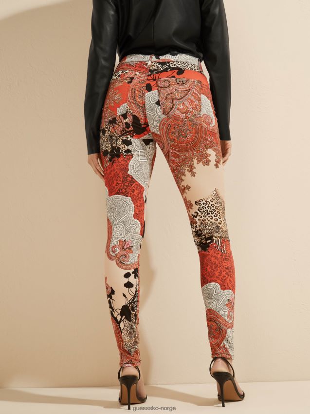 Guess nyanser av oransje marciano all over print denimbukse nyanser av oransje kvinner F0LJ806762