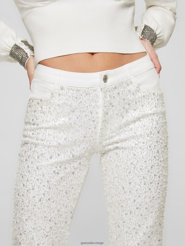 Guess ren hvit multi paljett sexy straight bukser ren hvit multi kvinner F0LJ809376