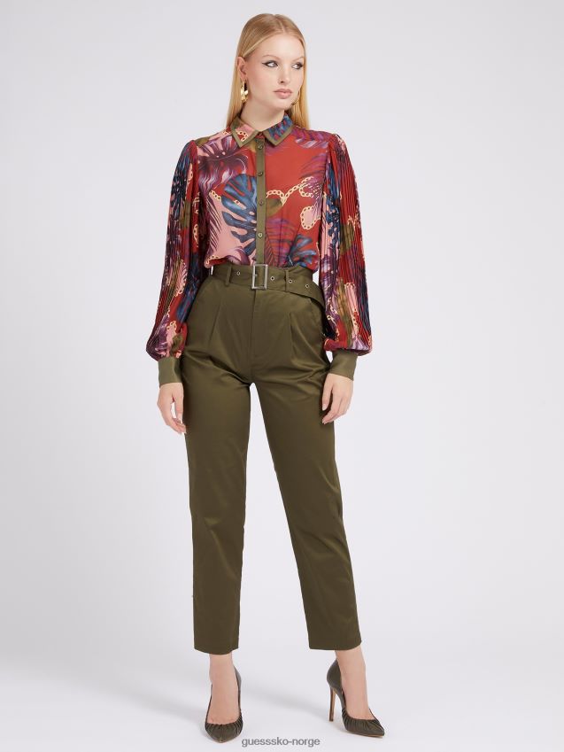 Guess satengbukse med grønn belte grønn kvinner F0LJ803104