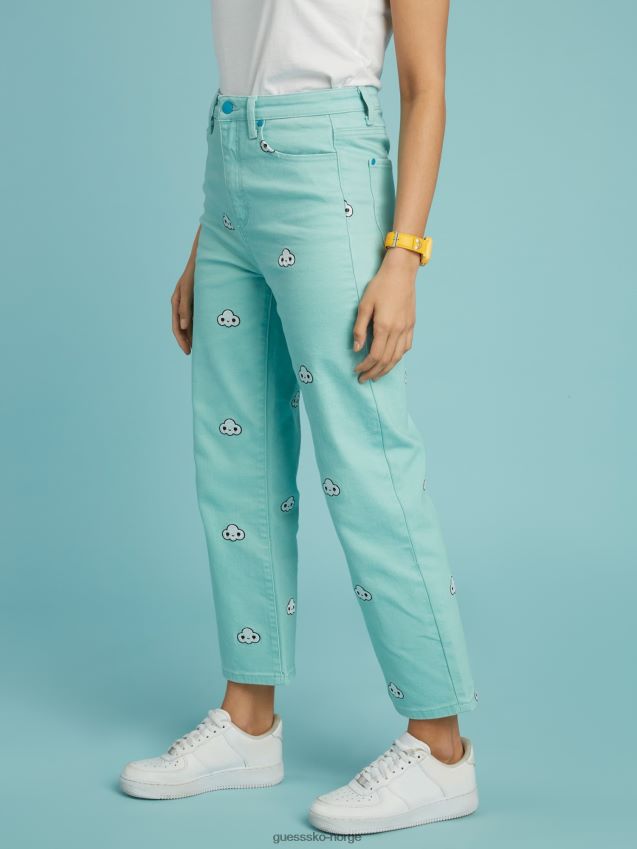 Guess skinny denimbukse med klokkebunn lyseblå lyse blå kvinner F0LJ806012