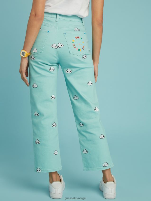 Guess skinny denimbukse med klokkebunn lyseblå lyse blå kvinner F0LJ806012