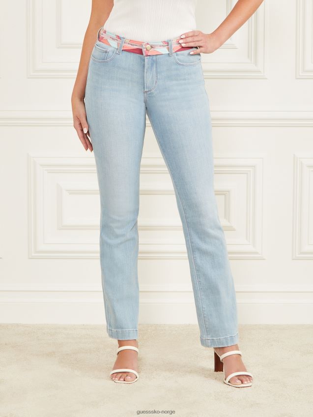 Guess skinny denimbukse med trykt midje lyseblå vask lyseblå vask kvinner F0LJ809667