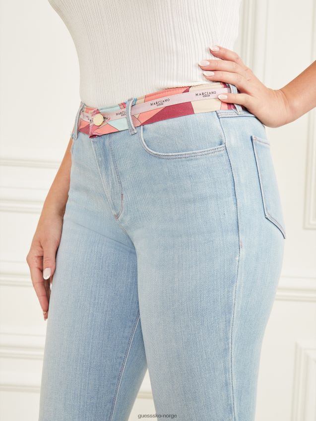 Guess skinny denimbukse med trykt midje lyseblå vask lyseblå vask kvinner F0LJ809667