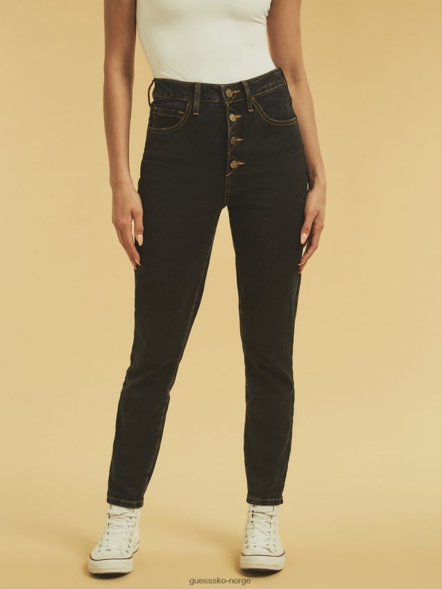 Guess skinny knapp denim bukse svart svart kvinner F0LJ806239