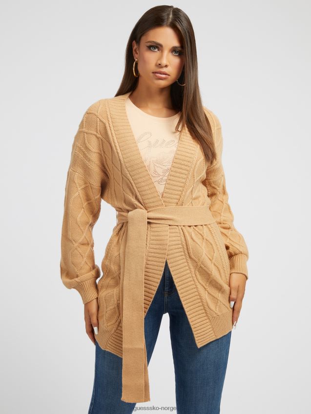 Guess beige cardigan i kabelstrikket ullblanding beige kvinner F0LJ802697