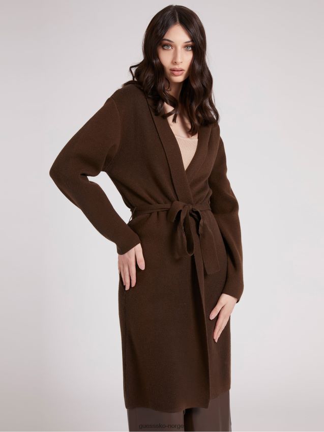 Guess brun cachemere blend cardigan med belte brun kvinner F0LJ803397