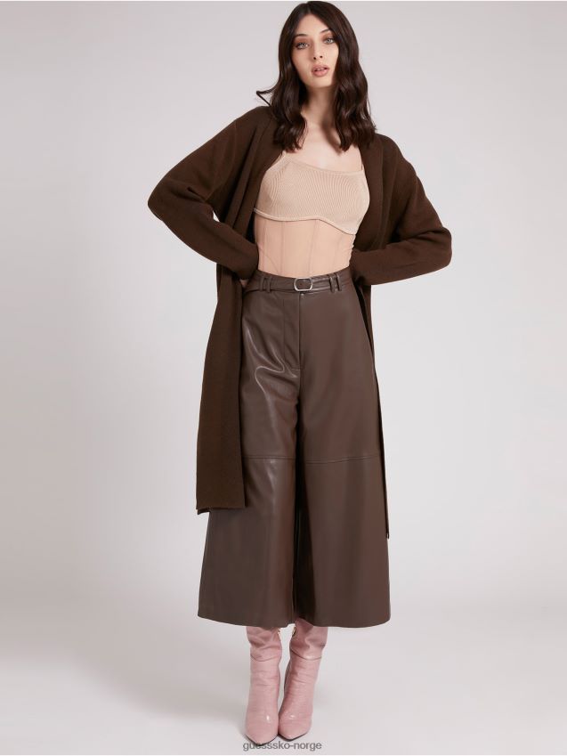 Guess brun cachemere blend cardigan med belte brun kvinner F0LJ803397