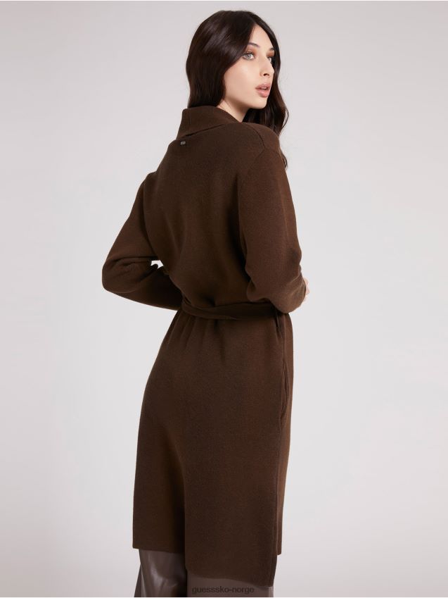 Guess brun cachemere blend cardigan med belte brun kvinner F0LJ803397