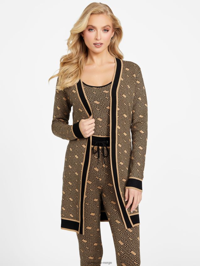 Guess eco cachet logo cardigan ristet taupe multi ristet taupe multi kvinner F0LJ806857