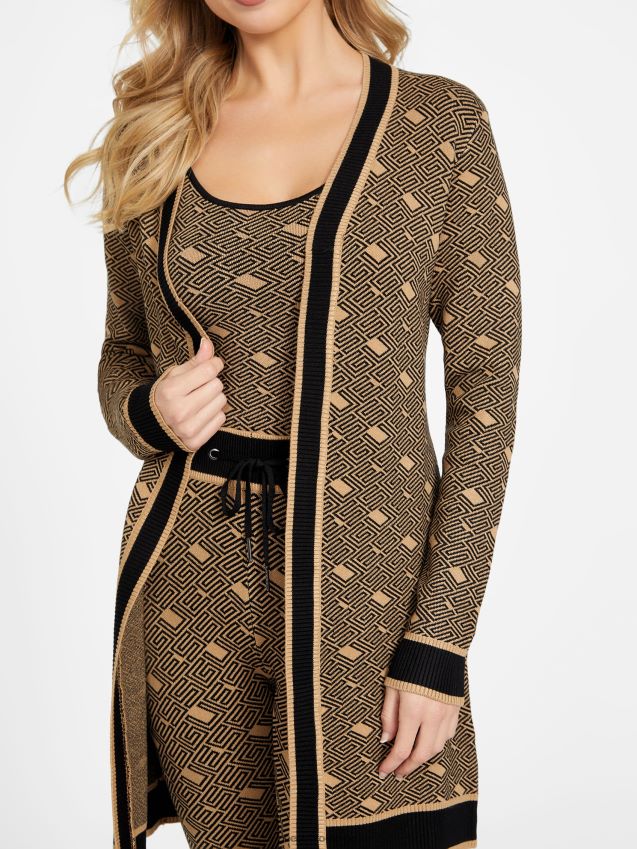 Guess eco cachet logo cardigan ristet taupe multi ristet taupe multi kvinner F0LJ806857