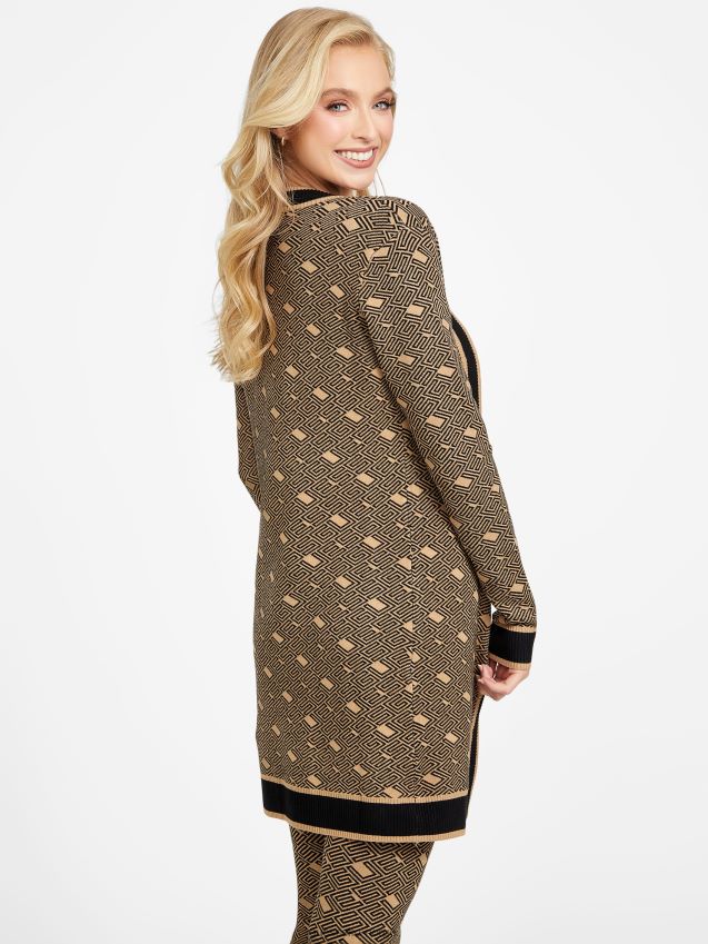 Guess eco cachet logo cardigan ristet taupe multi ristet taupe multi kvinner F0LJ806857