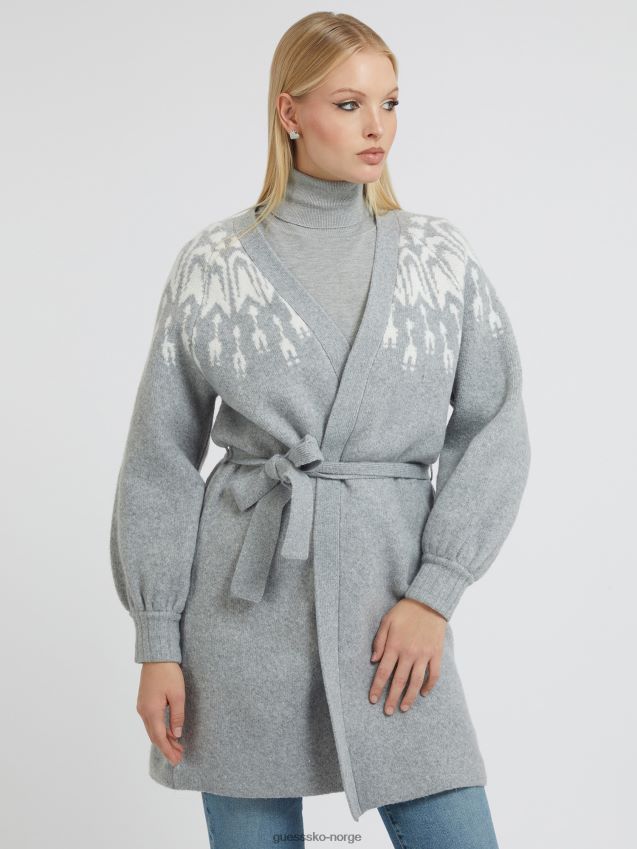 Guess grå fair isle jacquard cardigan grå kvinner F0LJ802972