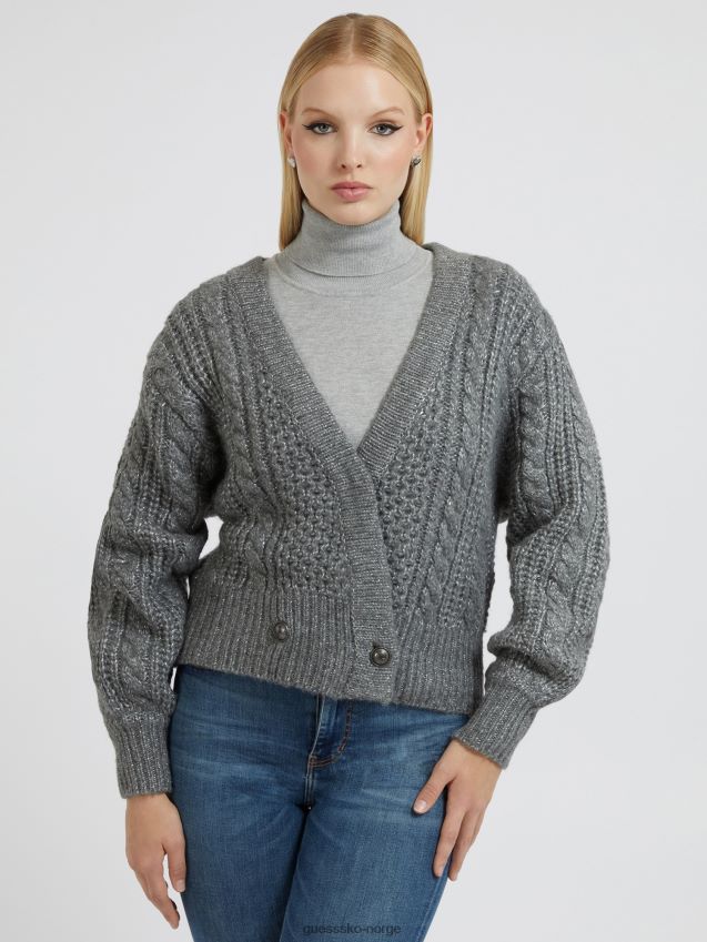 Guess grå lurex cardigan i ullblanding grå kvinner F0LJ803037