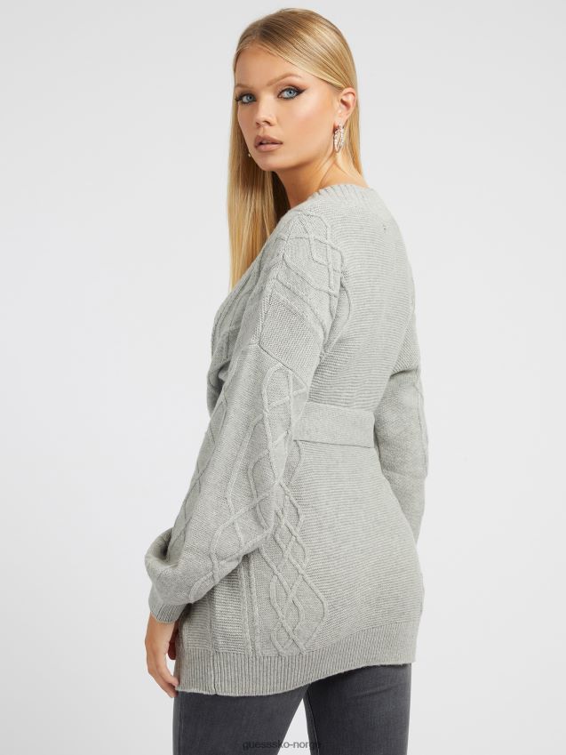 Guess grå multikabelstrikket cardigan i ullblanding grå multi kvinner F0LJ802809