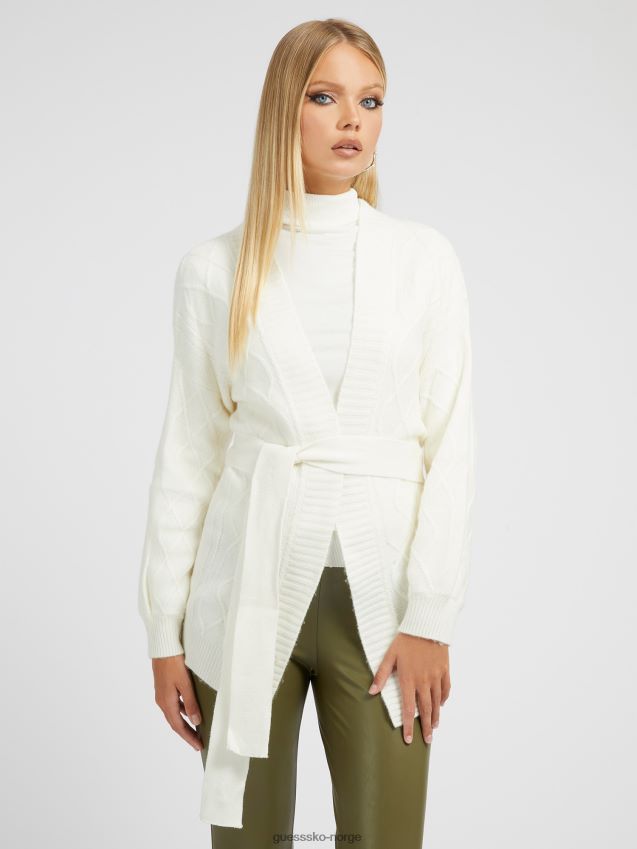 Guess hvit kabelstrikket cardigan i ullblanding hvit kvinner F0LJ802777