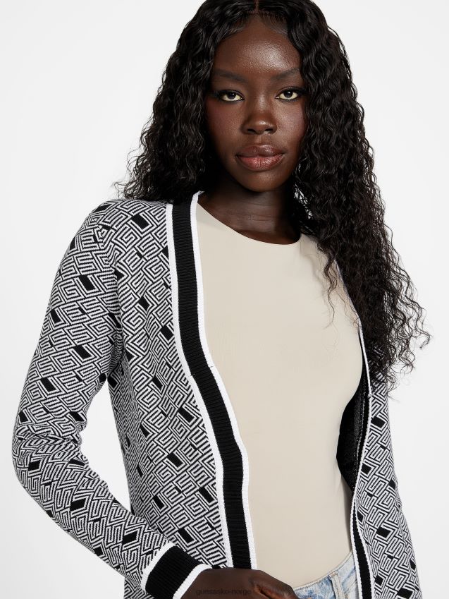 Guess jet black multi eco cachet logo cardigan jet black multi kvinner F0LJ807396