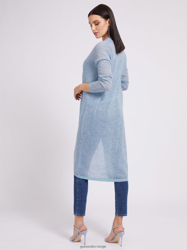 Guess lurex garn lang cardigan lyseblå lyse blå kvinner F0LJ802992