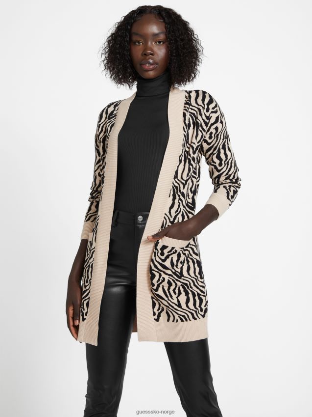 Guess madam sebra print cardigan mocassin multi mocassin multi kvinner F0LJ807037