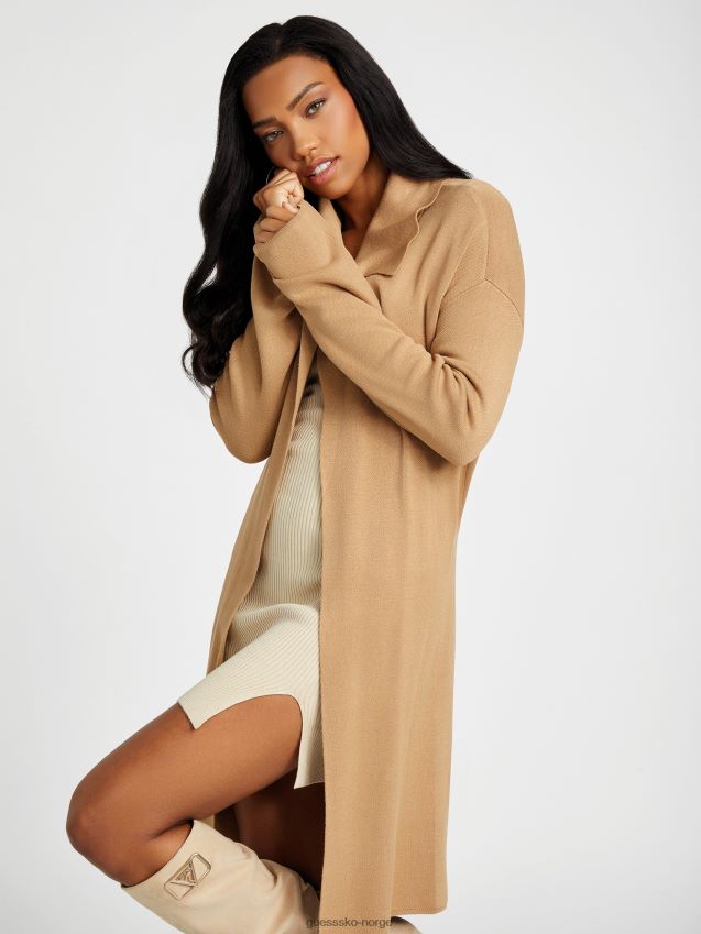 Guess ristet taupe dani longline cardigan ristet taupe kvinner F0LJ807125