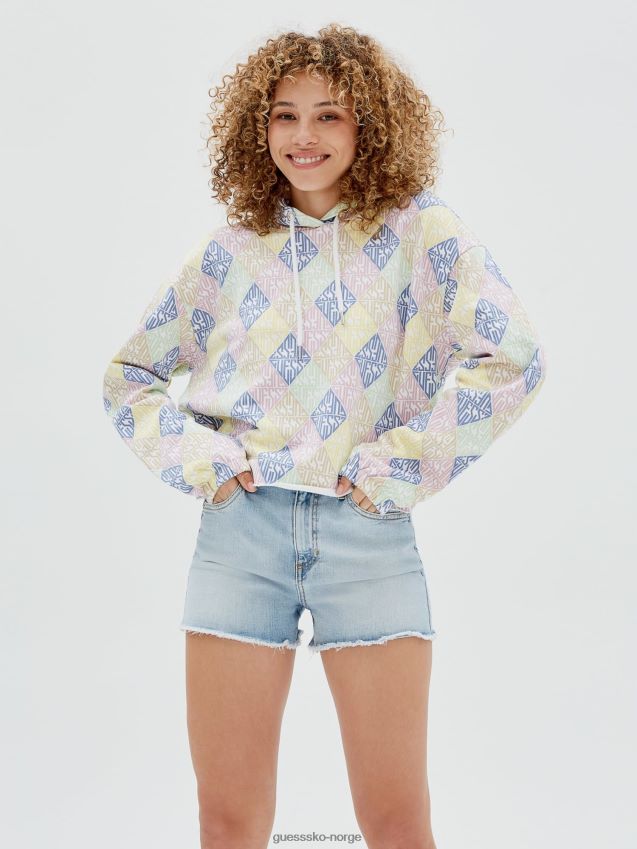 Guess all over logo sweatshirt hvit multi hvit multi kvinner F0LJ803101