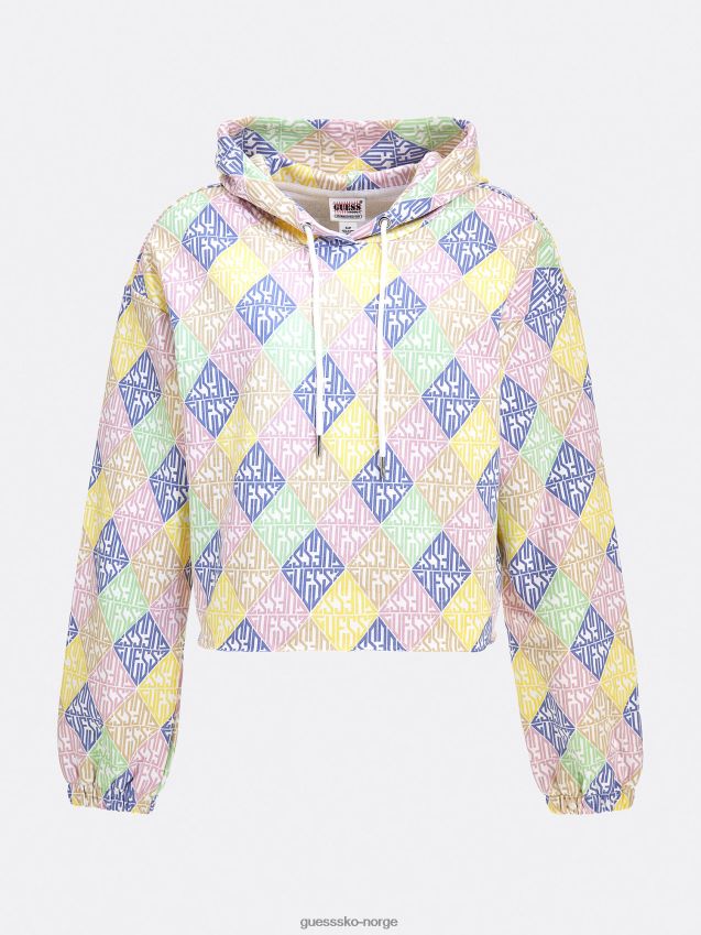 Guess all over logo sweatshirt hvit multi hvit multi kvinner F0LJ803101