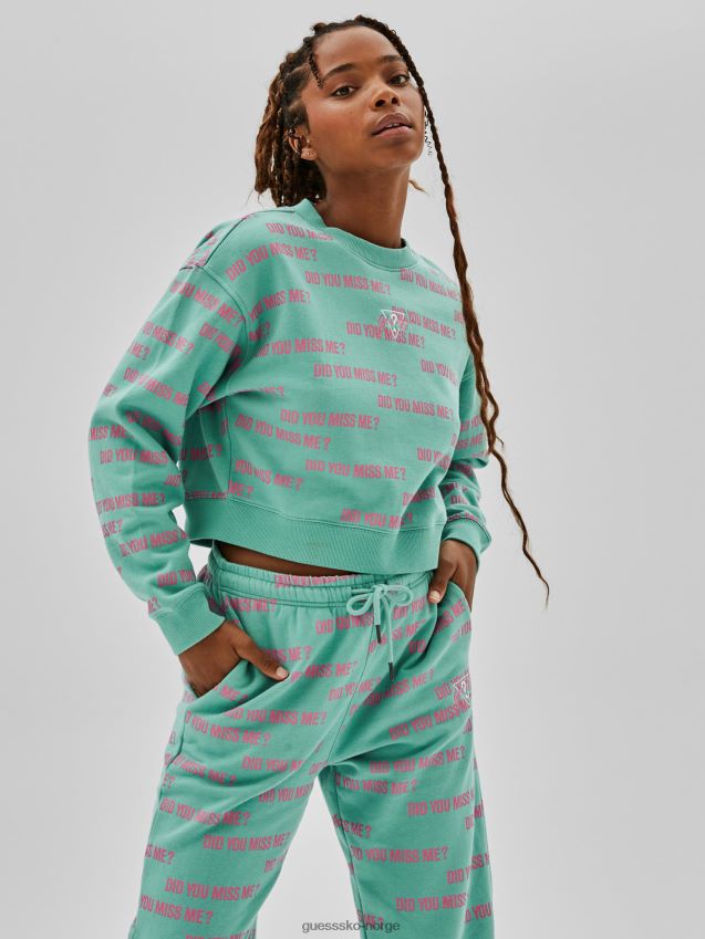 Guess all-over print crop sweatshirt blå blå kvinner F0LJ806436